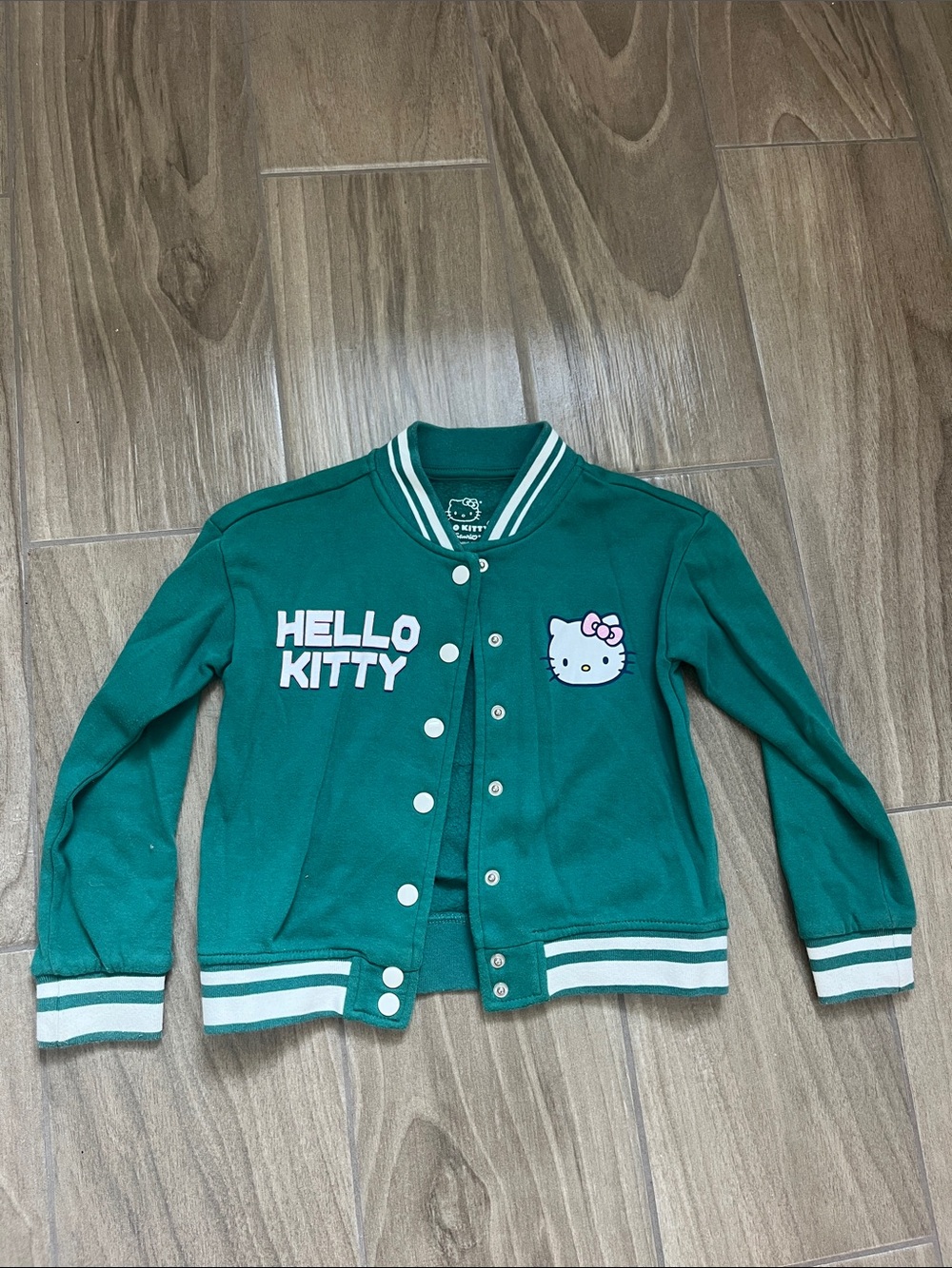 Sanrio Hello Kitty Teal Snap-Front Jacket with White Trim
